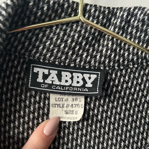 Vintage Black/White Gingham Print Short Sleeve Midi Dress - Picture 5 of 5